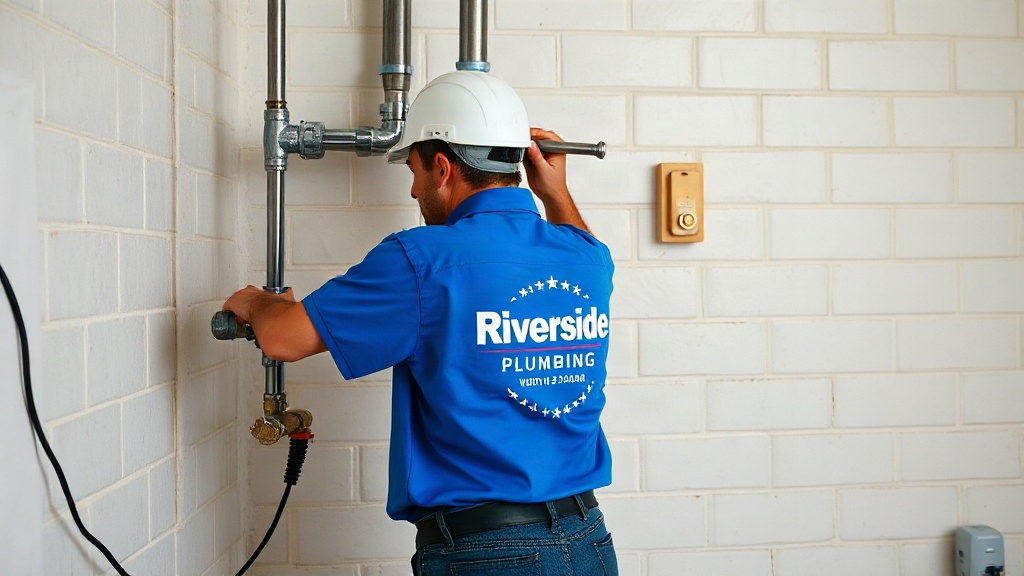 Plumbing workspace with pipes and tools