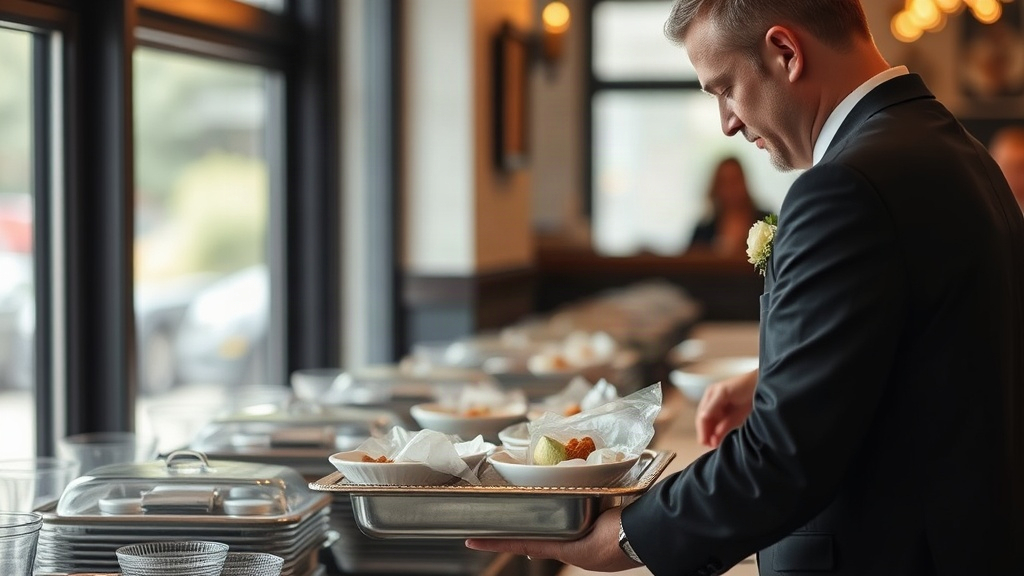 Catering table set for an event